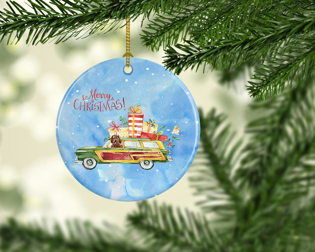 Merry Christmas Labradoodle Ceramic Ornament