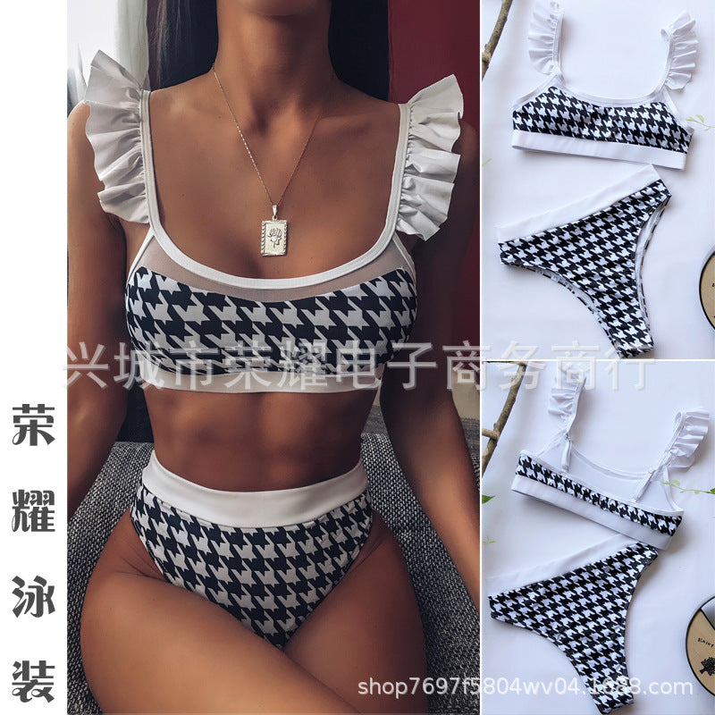 2022 Women's Houndstooth Bikini Swimsuit Set