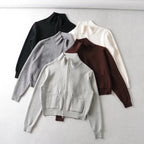 Women's Lapel Double Zip Turtleneck Sweater Coat