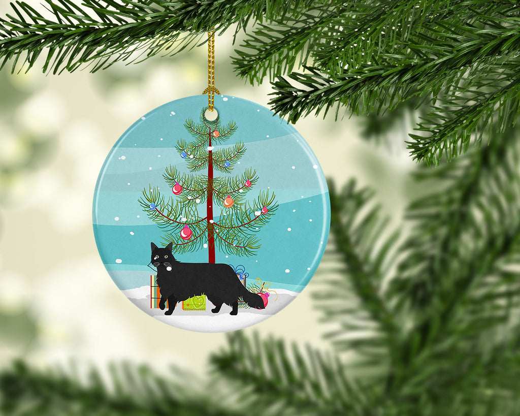 Black Chantilly Tiffany Cat Christmas Ceramic Ornament