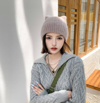 Super Cute Knitted Wool Hat with Little Ears | Embroidered Cap