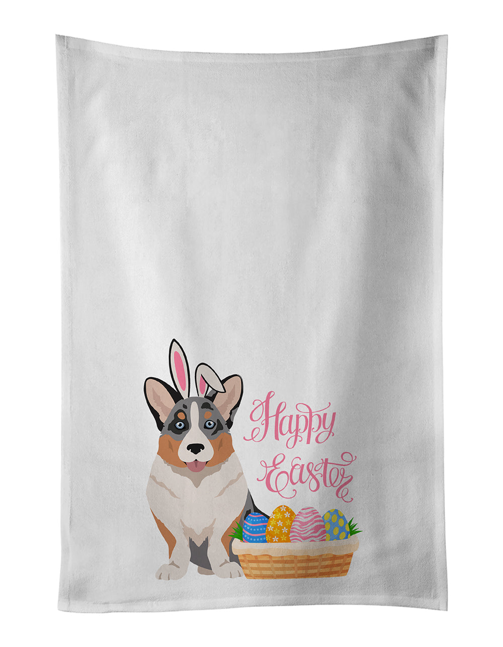 Blue Merle Cardigan Corgi Easter Kitchen Towel Set of 2