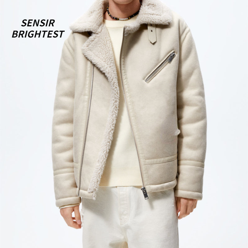 TAOP&ZA Men's Faux Lamb Fur Jacket for Fall/Winter