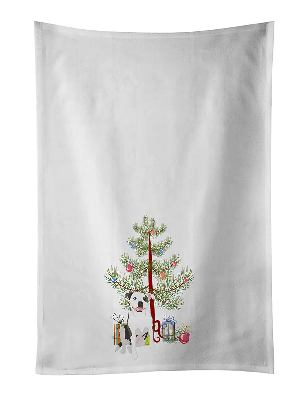 Pit Bull White #3 Christmas Kitchen Towel Set of 2