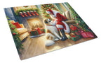 Great Pyrenees and Santa Claus Glass Cutting Board
