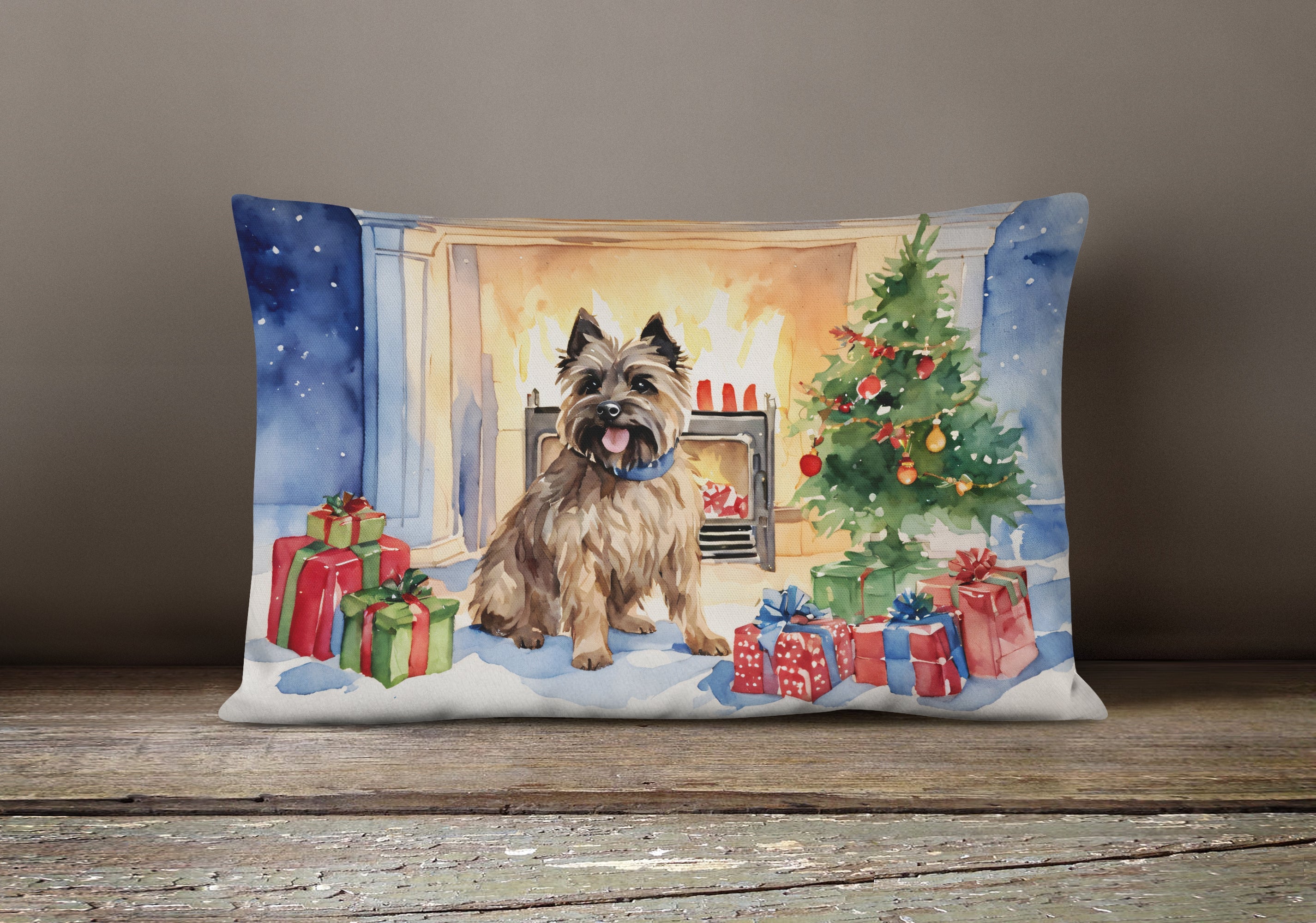 Cairn Terrier Christmas Throw Pillow