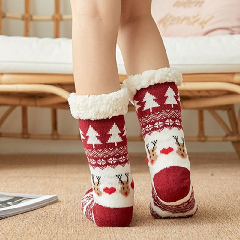 Thick Plush Women's Christmas Mid-Calf Floor Socks