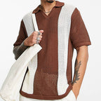 Color Block Hollow Knit Sweater for Summer Wear