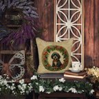 Portuguese Water Dog Christmas Flowers Throw Pillow