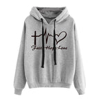 Heart Print Long Sleeve Hoodie Sweatshirt for Women | Streetwear