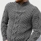 Knitted Zipper Turtleneck Long Sleeve Sweater
