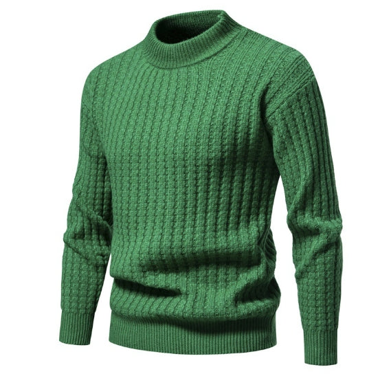 Autumn Men's Solid Color Round Neck Knit Sweater