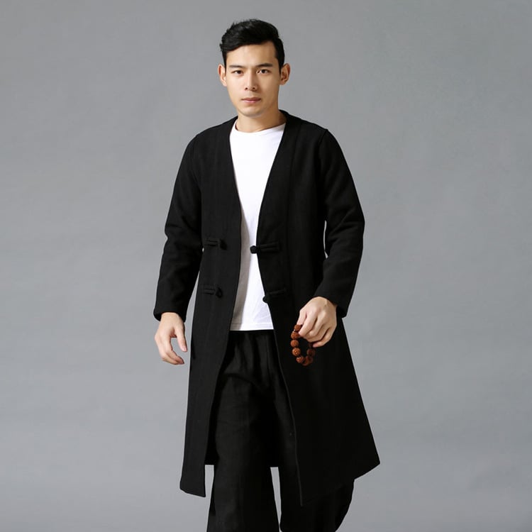 Large Men's Jacket with Chinese Disc Button