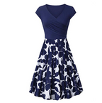 Vintage Patchwork Print Hepburn Style Maxi Dress
