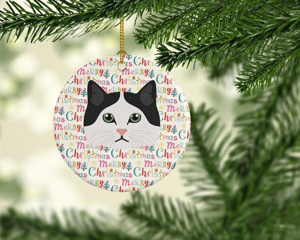 Ragamuffin Cat Christmas Ceramic Ornament