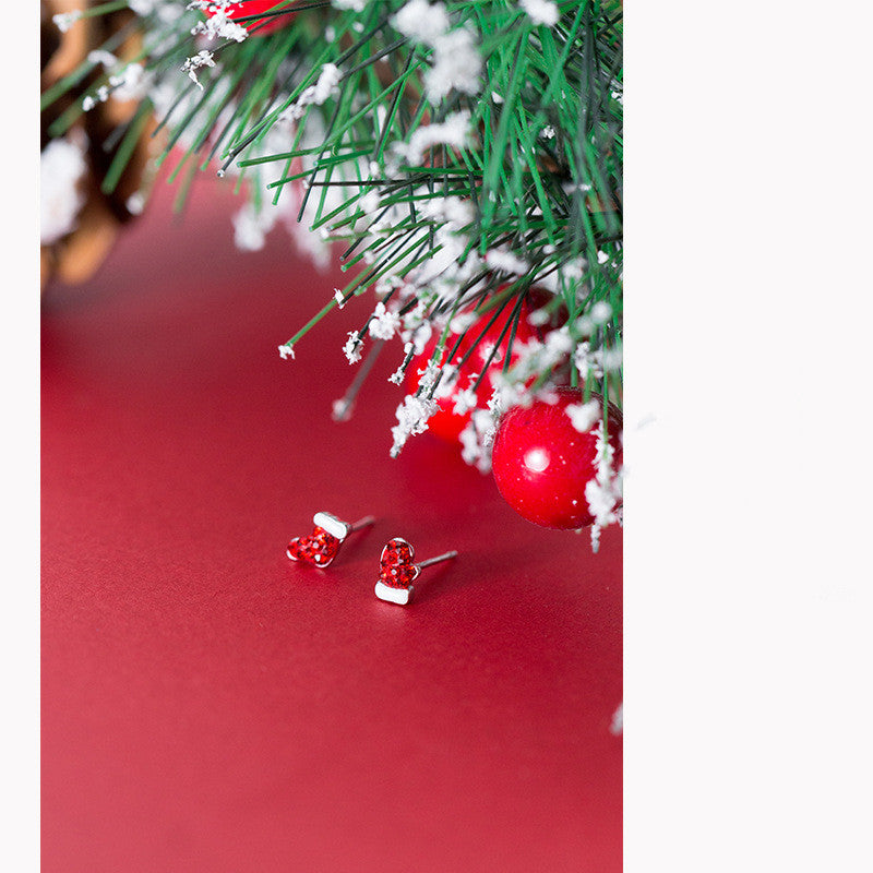 Silver Earrings with Asymmetric Christmas Design