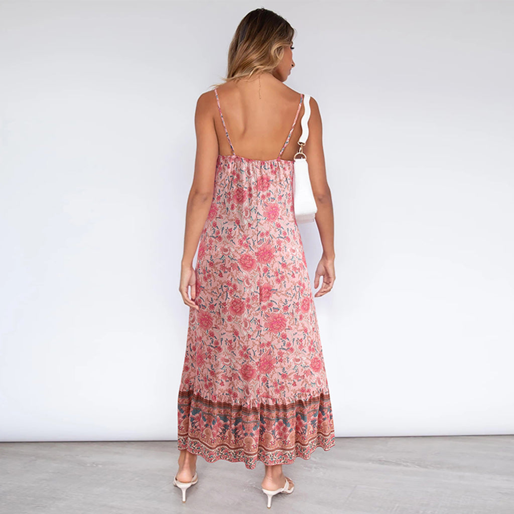 2021 Women's Casual Boho Floral V-Neck Summer Dress