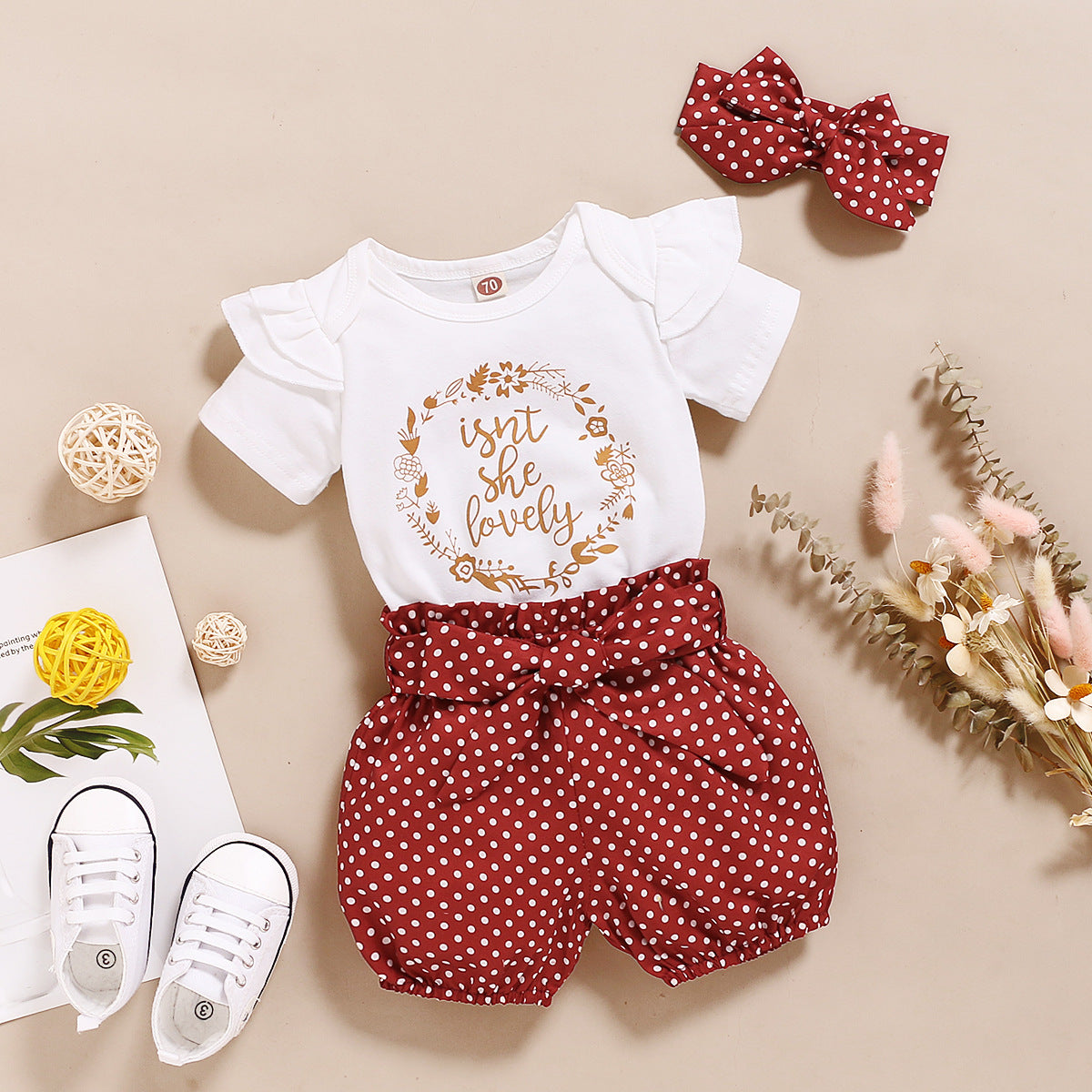 Girls' Summer Outfit 2023: Letter Bodysuit & Shorts Set