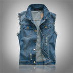 Korean Slim Fit Men's Light Vest Jacket with Holes