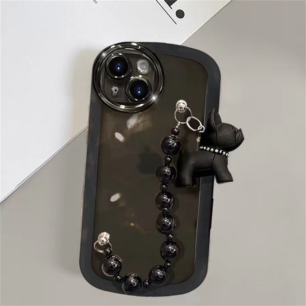 Transparent Black Dog Bracelet Phone Case | Protective Cover