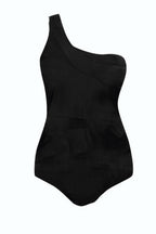 Plus Size Black One-Shoulder Swimsuit for Women