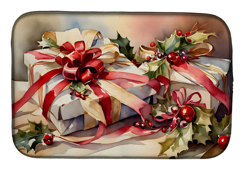 Christmas Bows & Ribbons Dish Drying Mat