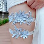 Sky Blue Elastic Lace Sexy Thigh Garter Belt
