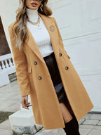 New Slim Mid-Length Double-Breasted Wool Coat Jacket