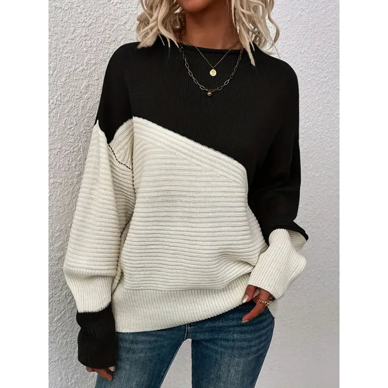 Women's Colorblock Knitted Sweater Pullover | Streetwear