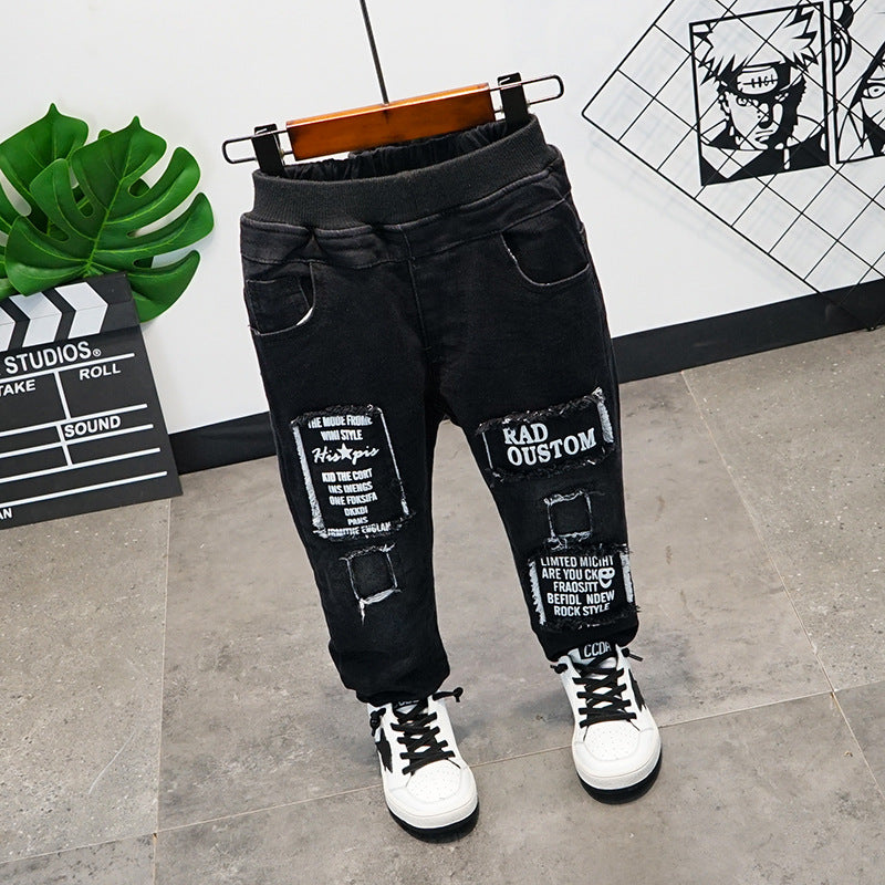 Children's Warm Denim Trousers with Cashmere Blend