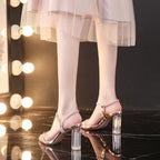 French Transparent High Heel Thong Sandals