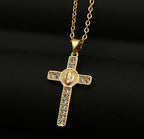 Cross with Virgin Mary Pendant Necklace - Christian Jewelry