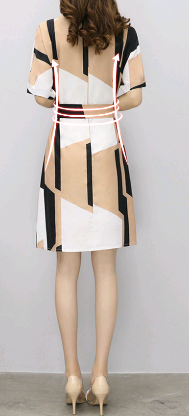 Cotton A-Line Dress with Waist Tie and Short Sleeves
