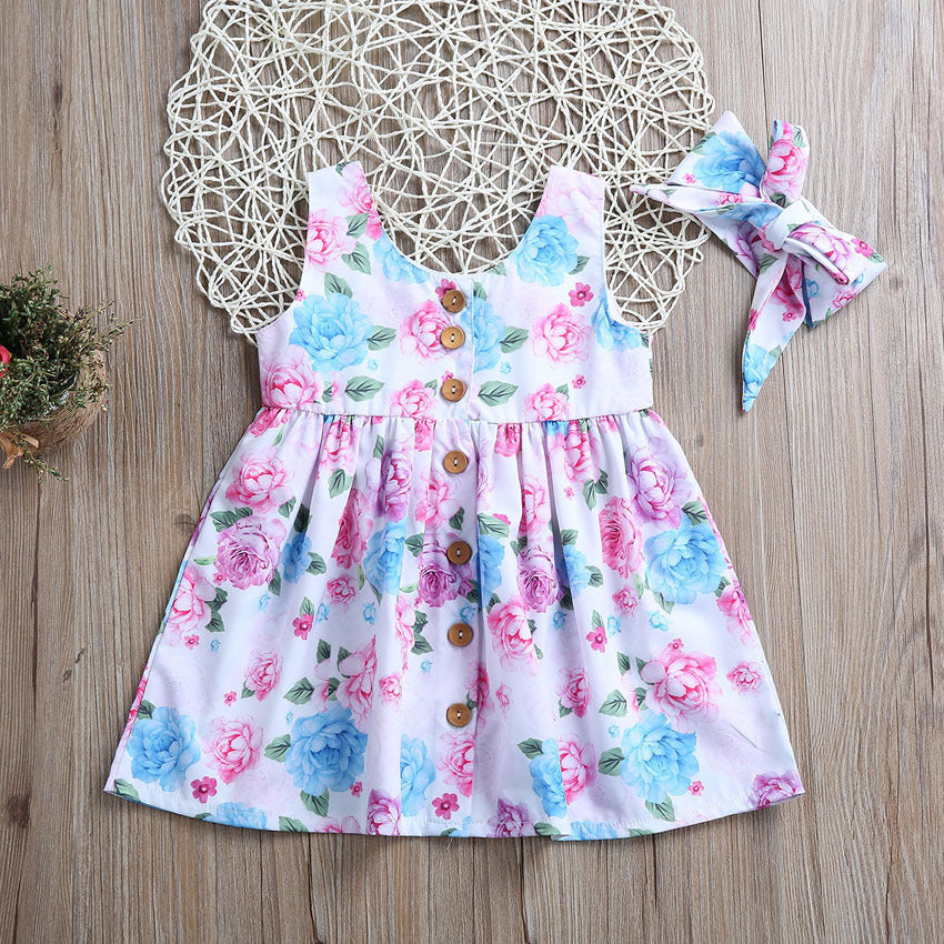 Summer Floral Sleeveless Dress Set for Girls (2018)