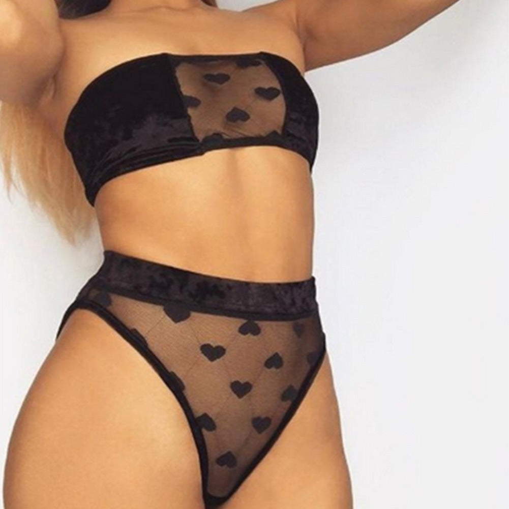 Lace Lingerie Set with Transparent Bustier and Panties