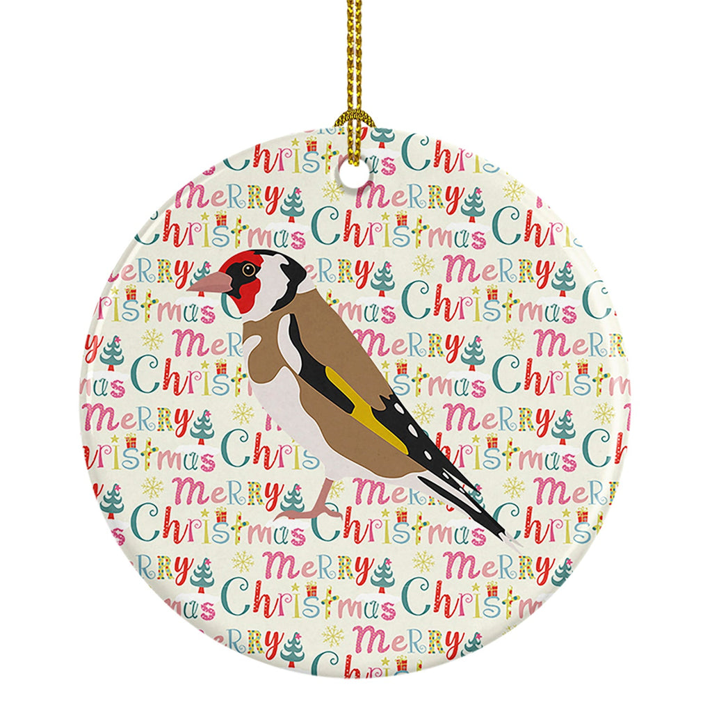 Gold Finch Christmas Ceramic Ornament