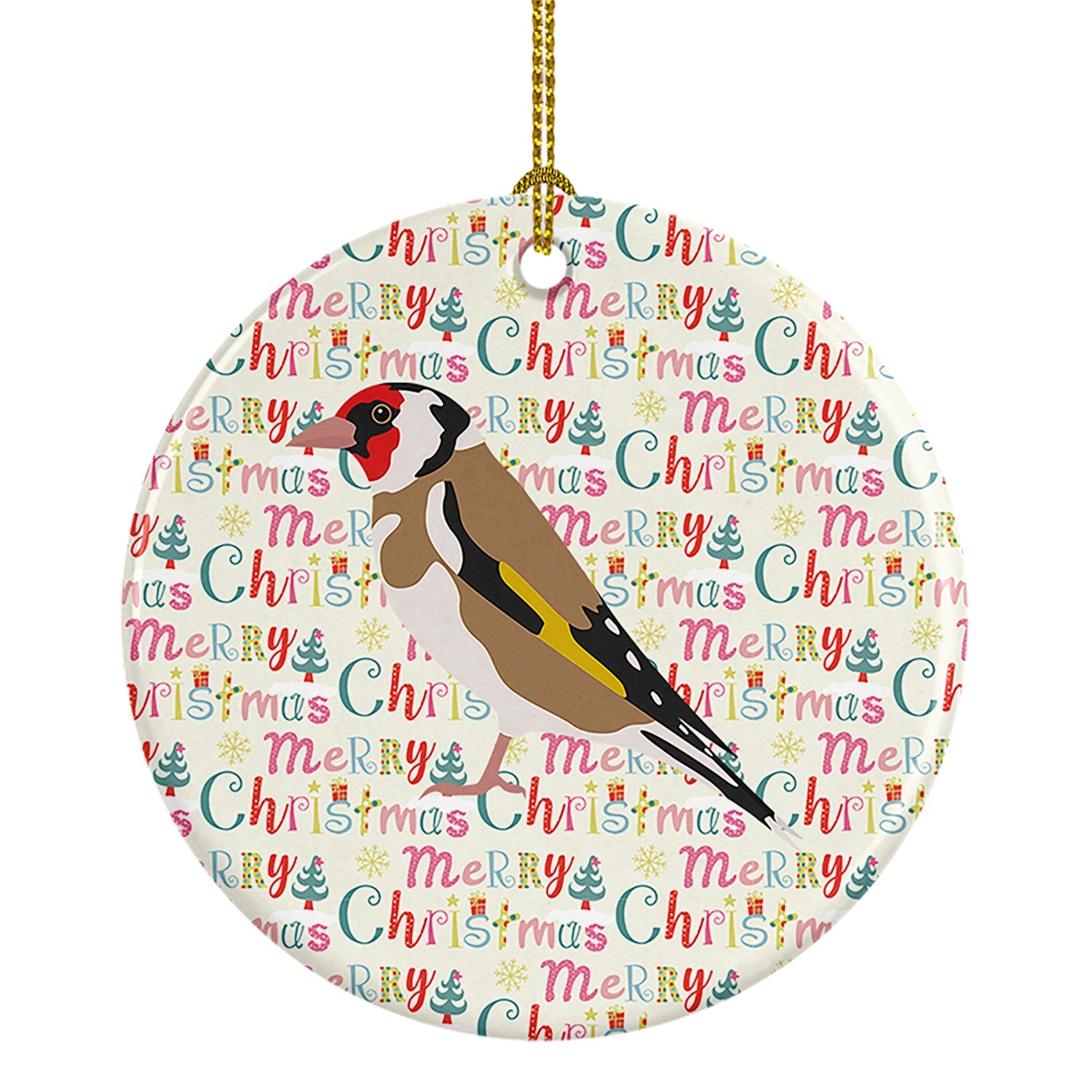 Gold Finch Christmas Ceramic Ornament