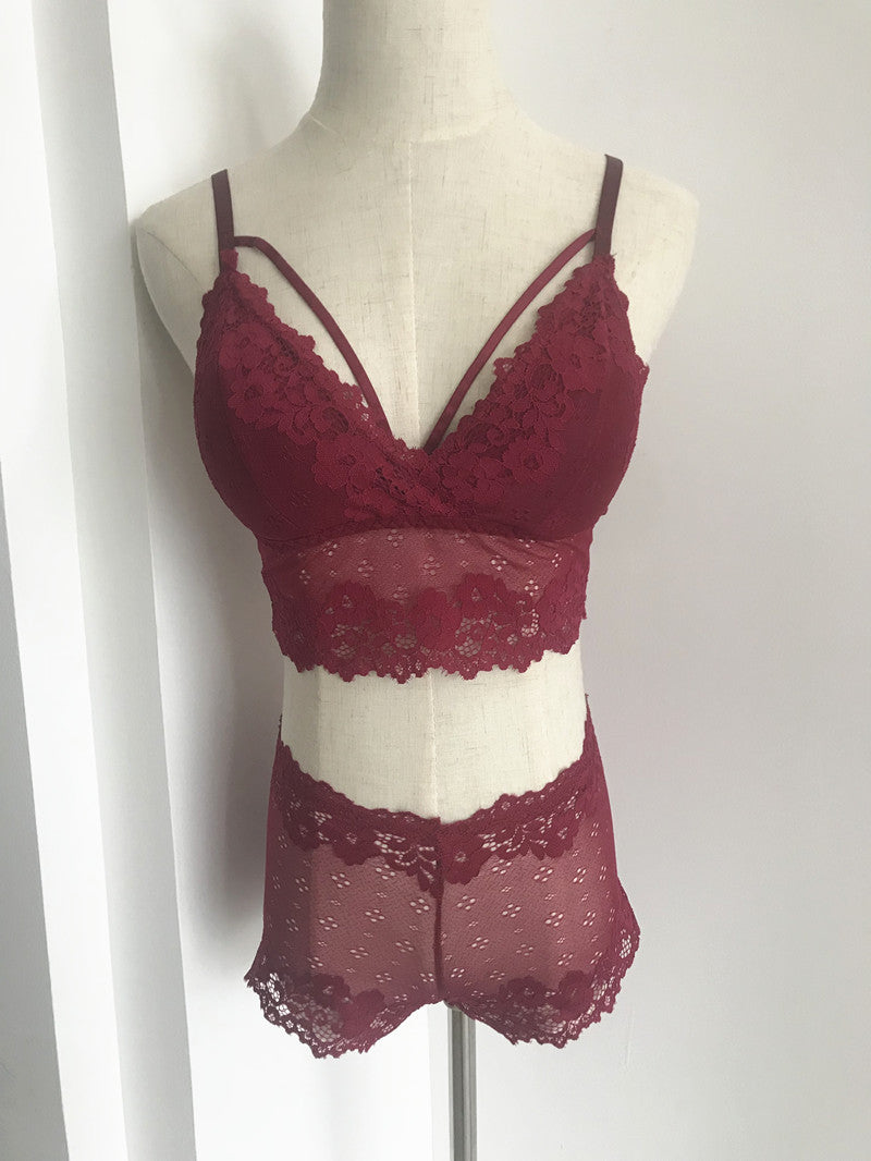Lace Trim Bralette and Leggings Women's Lingerie Set