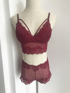 Lace Trim Bralette and Leggings Women's Lingerie Set