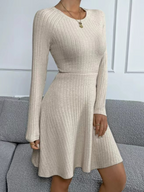 Stripe Long Sleeve Fleece Dress