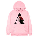 Women's Fleece Hoodie with 26-Letter Floral Print | Streetwear