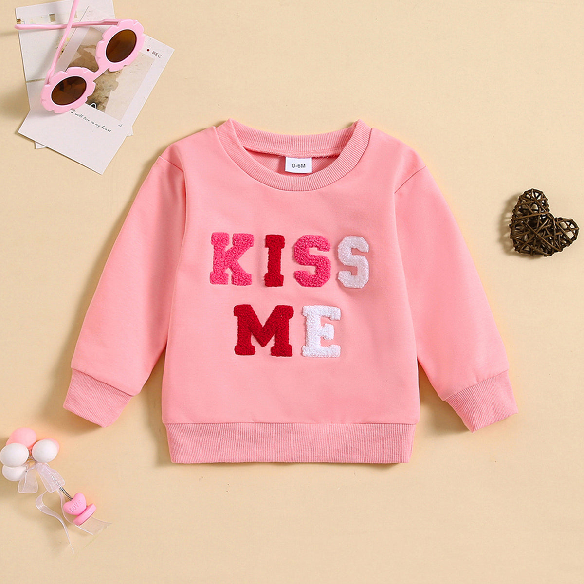 Embroidered Sweater with Girls' Letter Towel Design