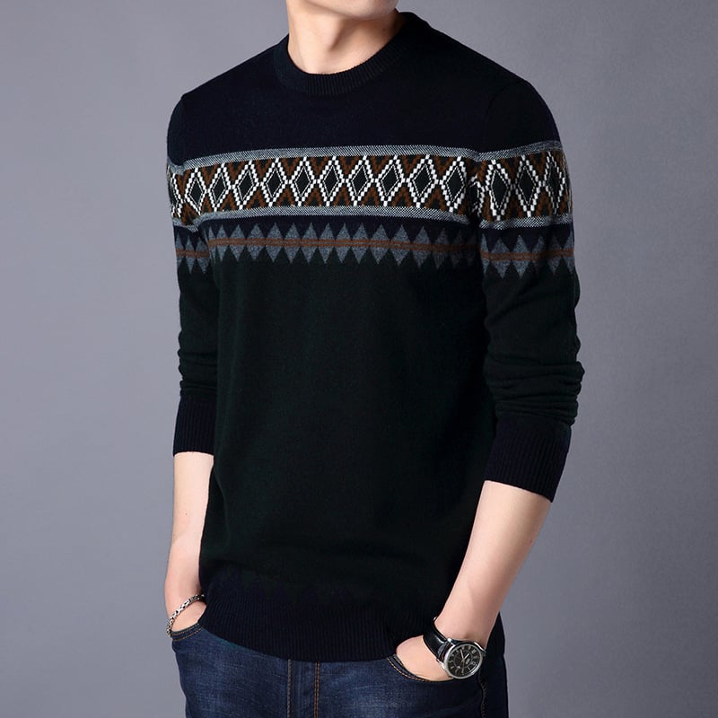 Men's Color Block Knitted Wool Pullover Top | Streetwear