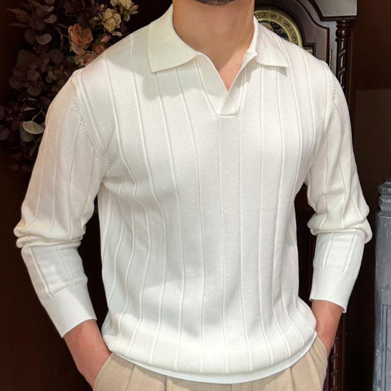 2023 Fall Slim Fit Lapel Knit Sweater for Men