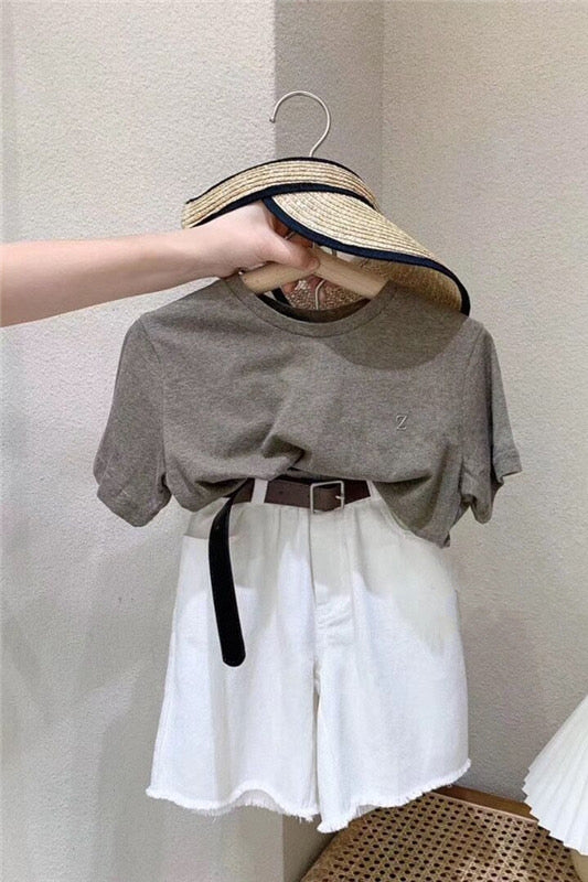 Girls' Short Sleeve T-Shirt and White Shorts Set