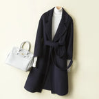 Korean Style Women's Loose Lace-up Wool Coat 2023