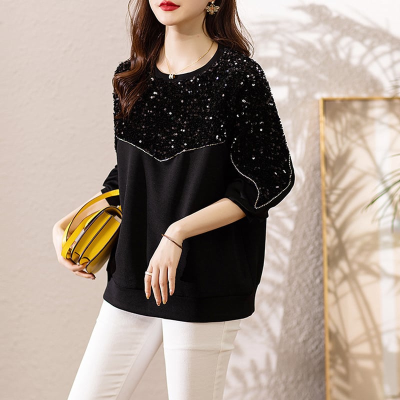 Elegant Slimming Air Cotton Sweater with Sequins