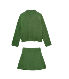 Lily Set - Retro Loose Knit Sweater and Mini Skirt