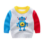 Korean Robot Boy Crew Neck Pullover Sweater | Streetwear