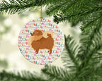 Pomeranian Merry Christmas Ceramic Ornament
